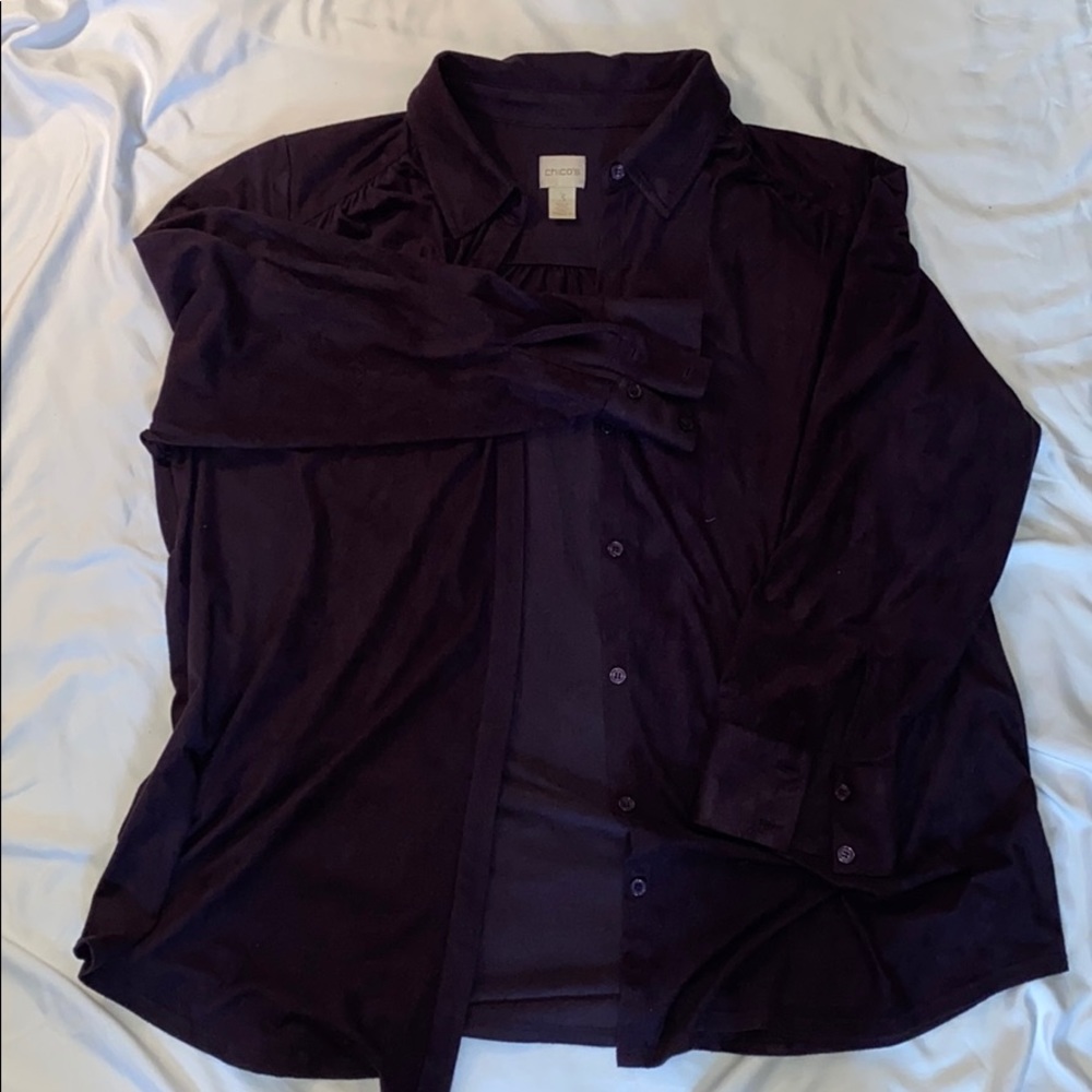 Plum suede like blouse
